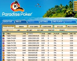 Paradise Poker Lobby